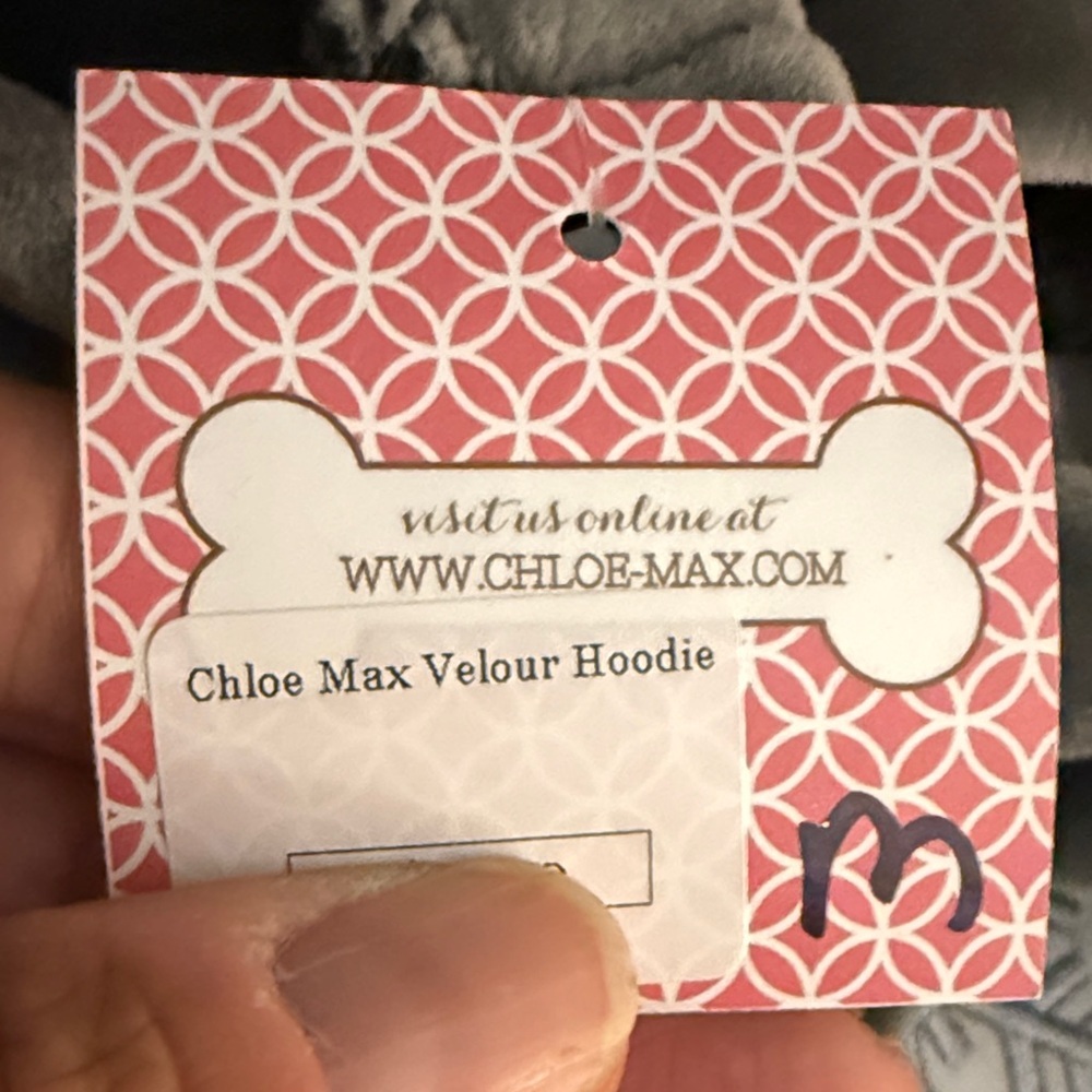 Chloe &Max  Gray Velour Dog Hoodie - Picture 5 of 5